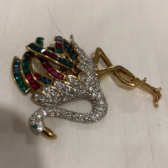 RARE COSTUME JEWELRY BROOCH OF FLAMINGO ANTIQUE - Picture 7 of 7